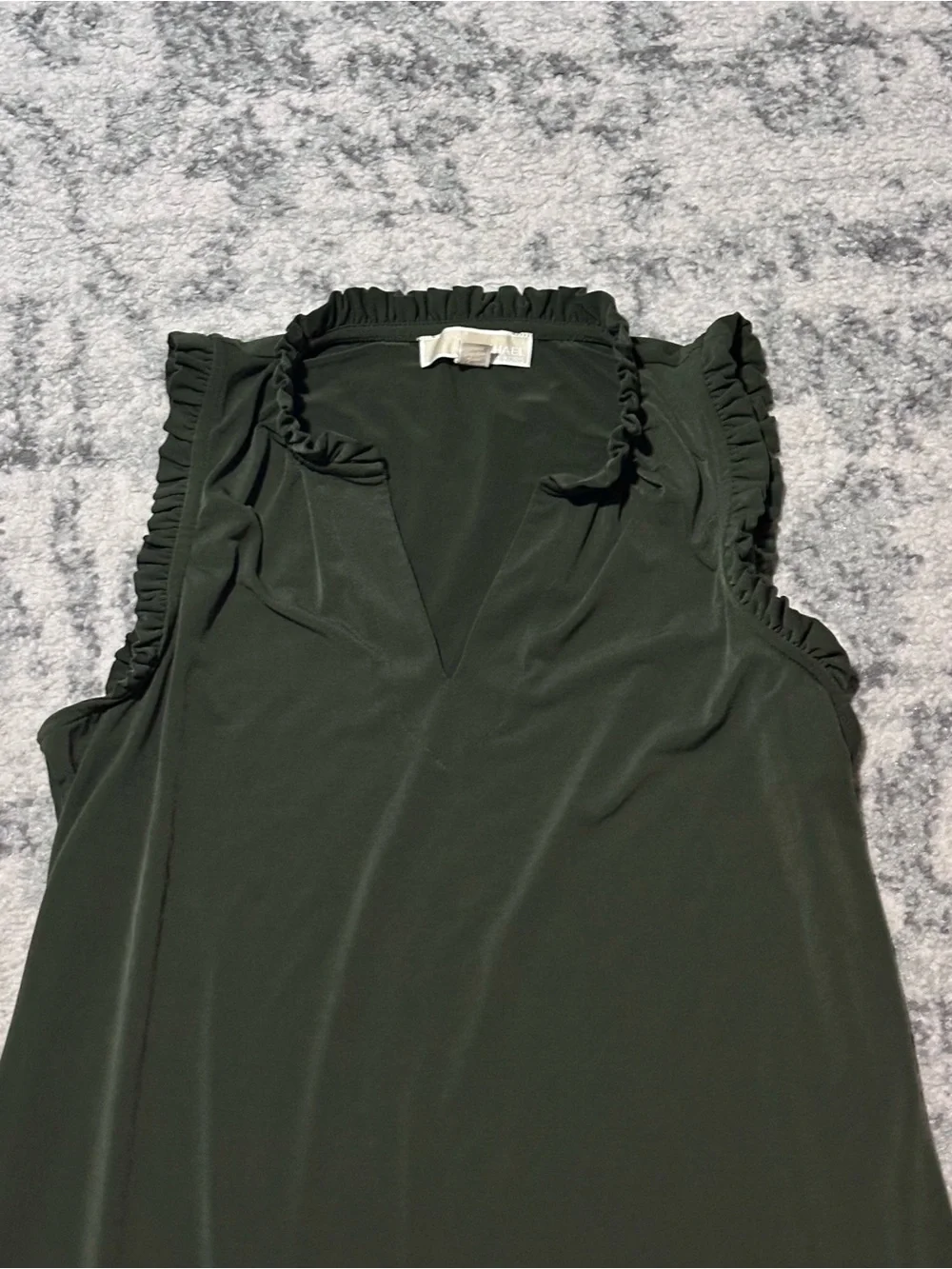 Ruffled Sleeveless V-Neck Shift Dress - Green